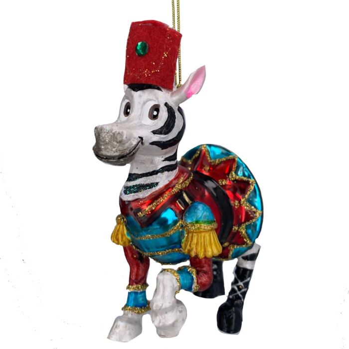 Gisela Graham Dressed Up Zebra Glass Christmas Tree Decoration